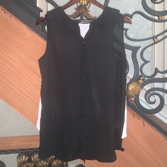 Sugar and Spice white and black button up blouse - Picture 2 of 3